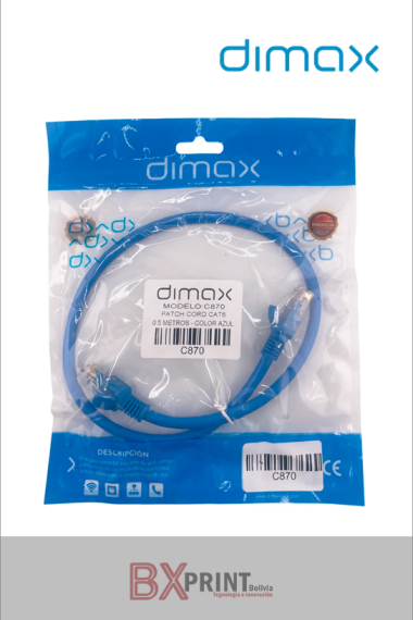 DIMAX PATCHCORE 0.5MTS CAT6 AZUL