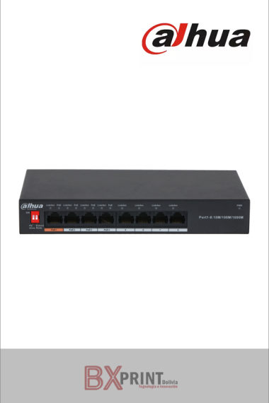 DAHUA SWITCH GIGABIT 8 PUERTOS *4 POE (2.0)