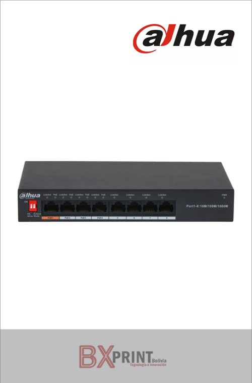 DAHUA SWITCH GIGABIT 8 PUERTOS *4 POE (2.0)