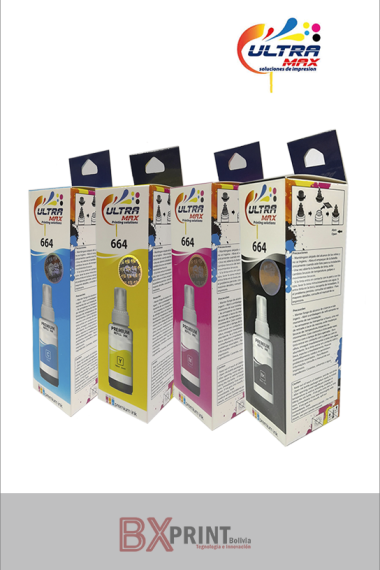 KIT TINTA GENÉRICA PARA IMPRESORA EPSON  664 (CMYK) ULTRAMAX